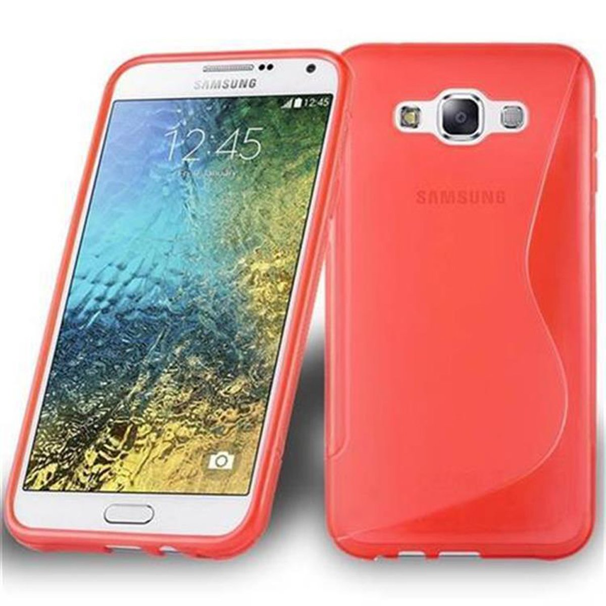E7, Samsung, S-Line Galaxy Handyhülle, CADORABO Backcover, TPU ROT INFERNO