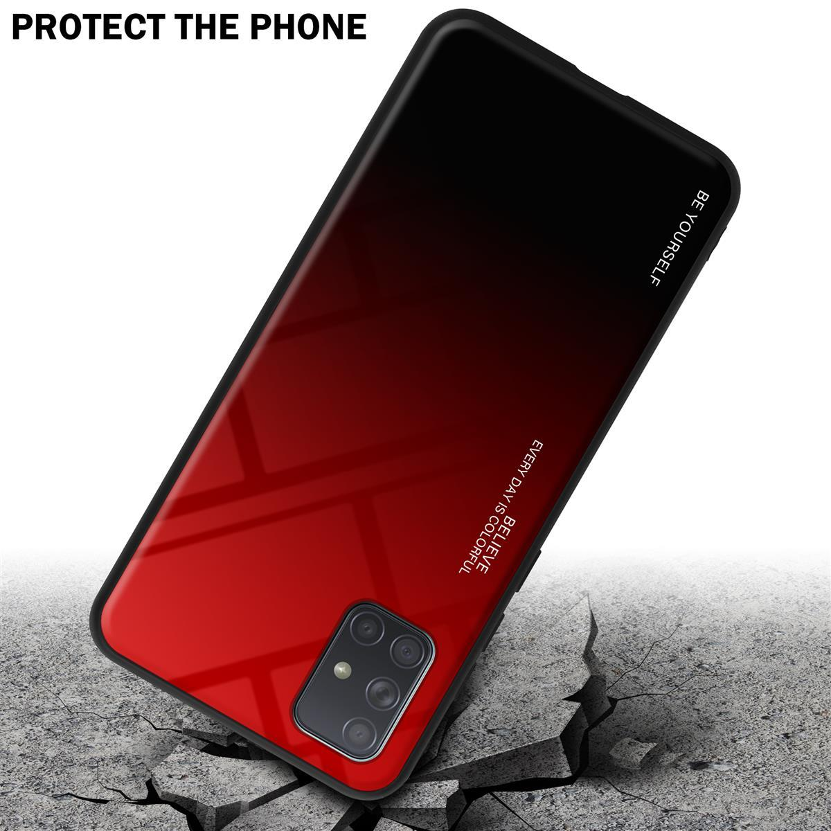 Silikon Samsung, Farben 4G, 2 Backcover, A71 Glas, CADORABO - aus ROT TPU Galaxy Hülle SCHWARZ