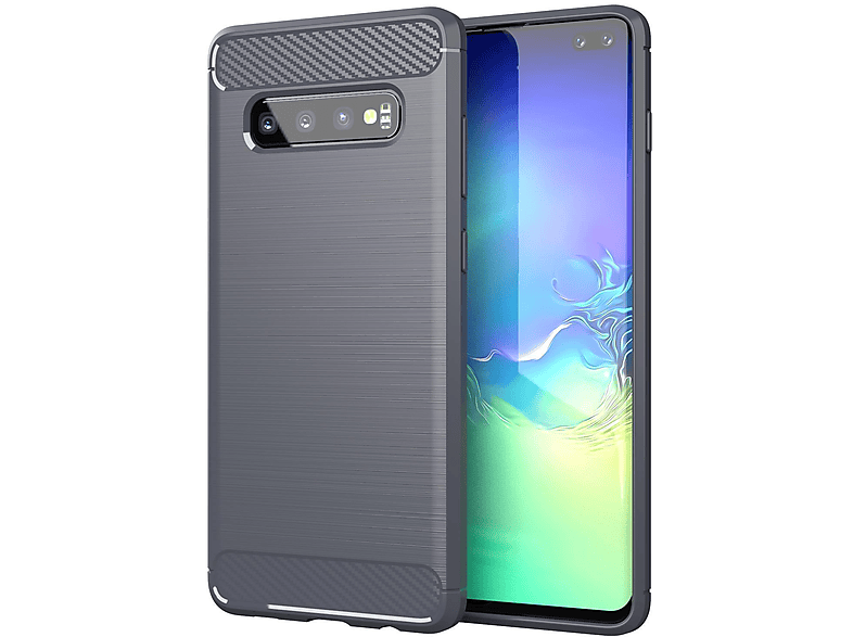 CADORABO TPU Ultra Slim Carbon S10 Galaxy 4G, Samsung, Backcover, BRUSHED Hülle, GRAU