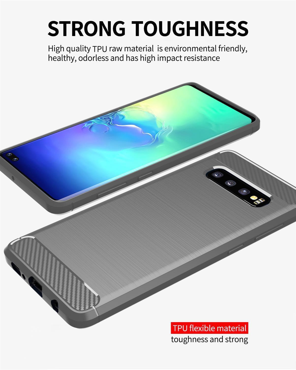 Galaxy Slim S10 Carbon Backcover, Ultra GRAU Samsung, BRUSHED TPU CADORABO 4G, Hülle,