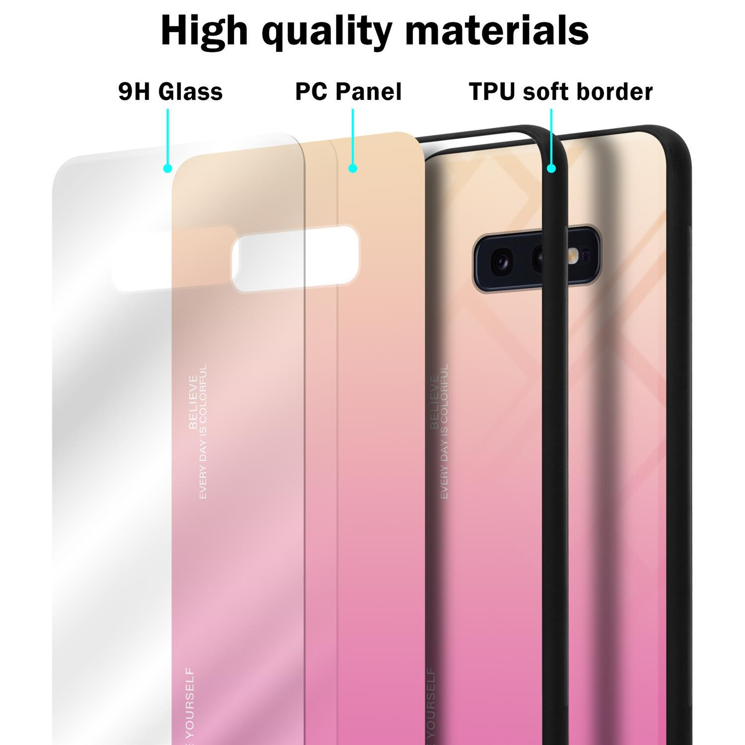 2 aus S10e, Galaxy TPU Backcover, CADORABO Silikon Farben GELB ROSA Samsung, Hülle Glas, -