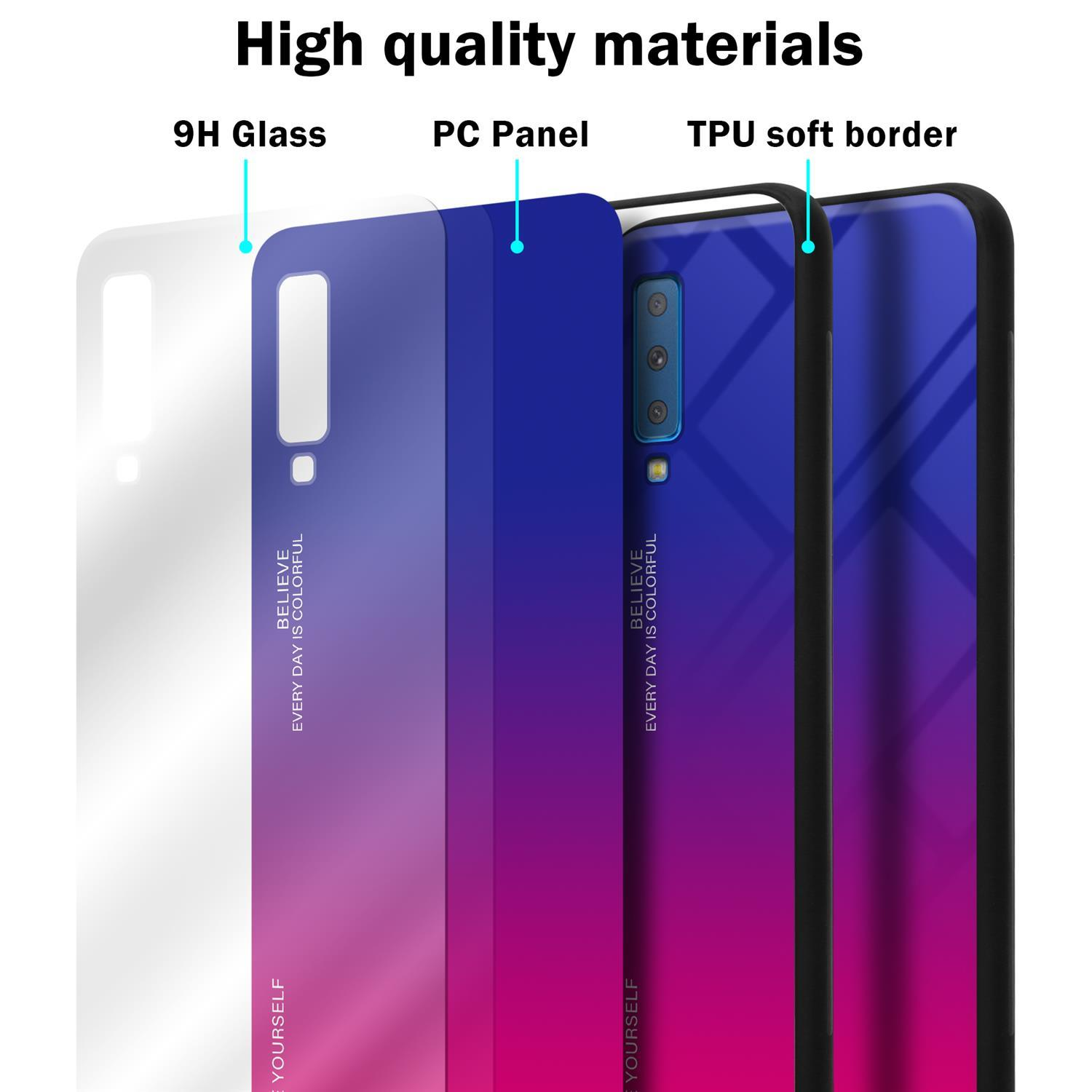 CADORABO Hülle aus LILA 2018, Farben TPU A7 Galaxy Silikon ROT 2 Glas, - Backcover, Samsung