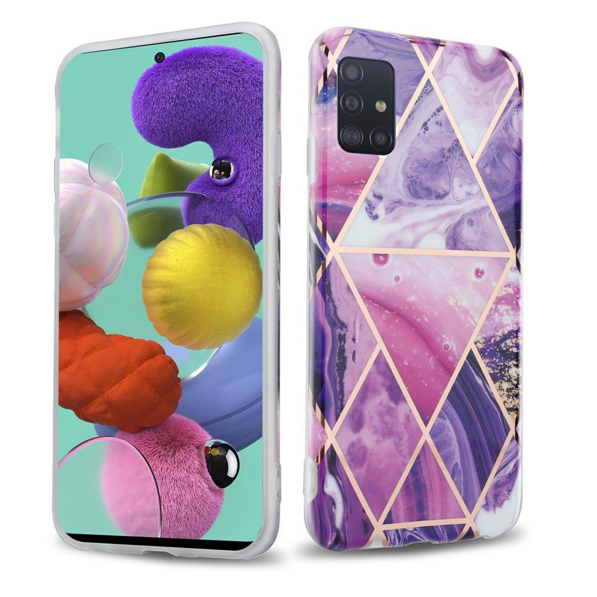 Welle Backcover, Hülle 5G, IMD Marmor, Galaxy TPU CADORABO A51 Samsung, 14 Marmor No. Lila Bunter