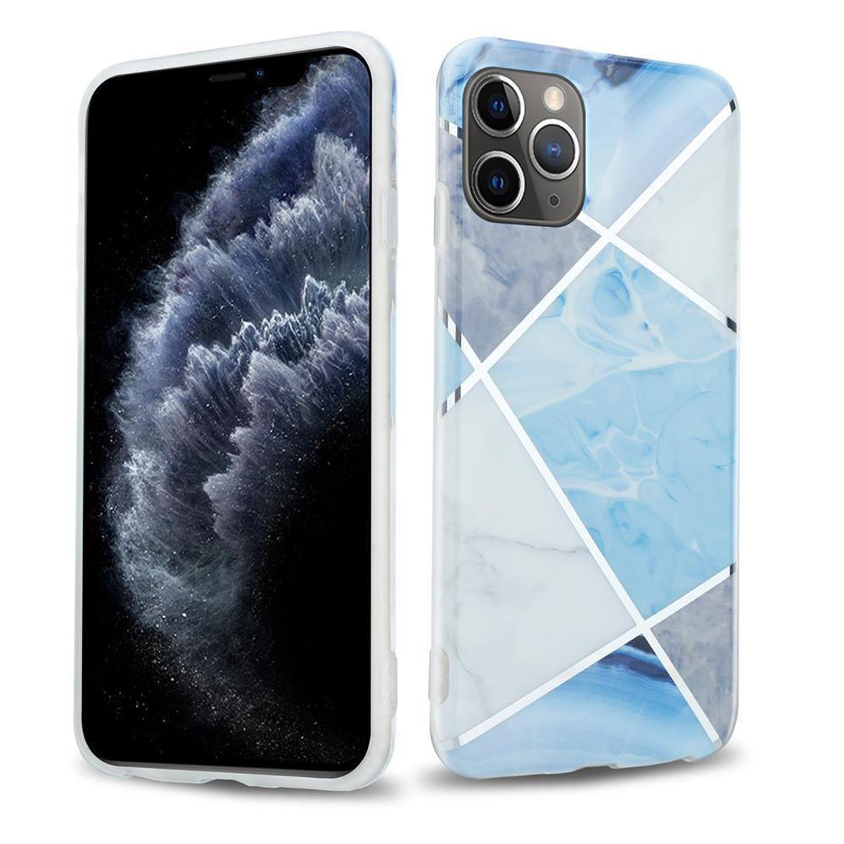 Due telefoni: uno con un motivo astratto colorato, l'altro con il retro del telefono con più fotocamere.