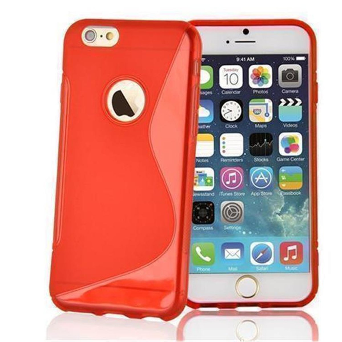 iPhone TPU Handyhülle, Backcover, ROT 6 6S, S-Line CADORABO / INFERNO Apple,