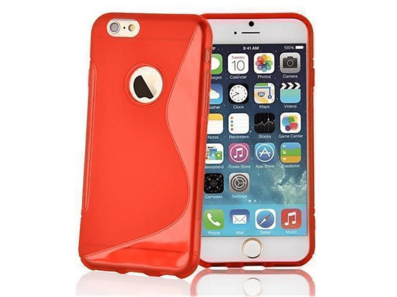 CADORABO TPU S-Line Handyhülle, Backcover, Apple, iPhone 6 / 6S, INFERNO ROT