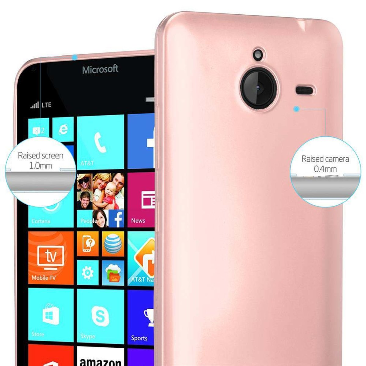 CADORABO TPU METALLIC Nokia, 640 ROSÉ XL, GOLD Backcover, Matt Lumia Hülle, Metallic