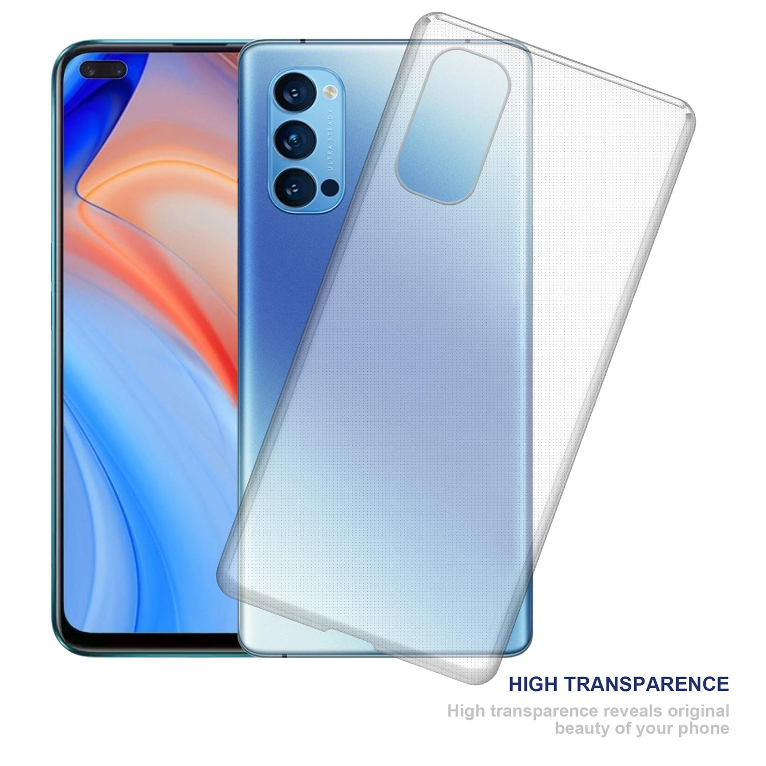 Blaues Telefon mit klarer Hülle. Die Hülle scheint transparent zu sein.