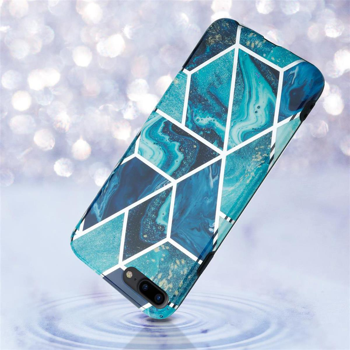 Eine blaue Handyhülle mit unsichtbarem Luftkissendesign.