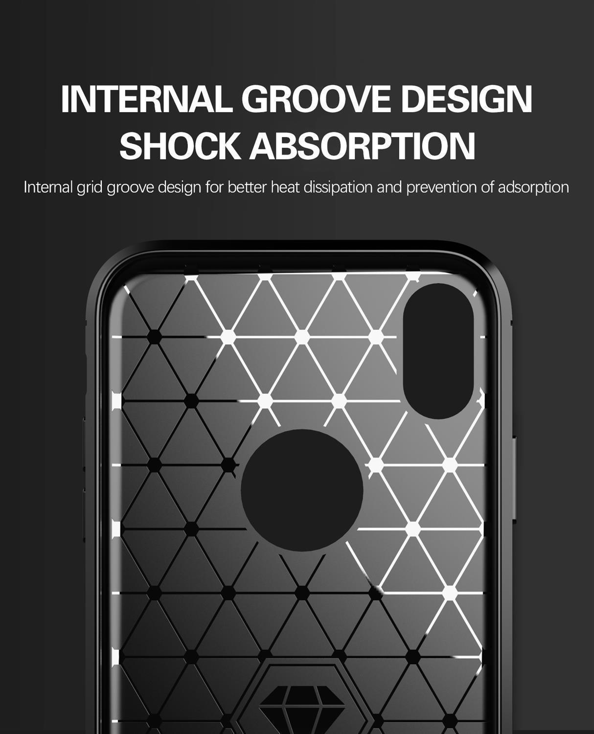 Custodia per telefono con un design geometrico. La custodia ha un motivo in bianco e nero. Lo sfondo è nero.