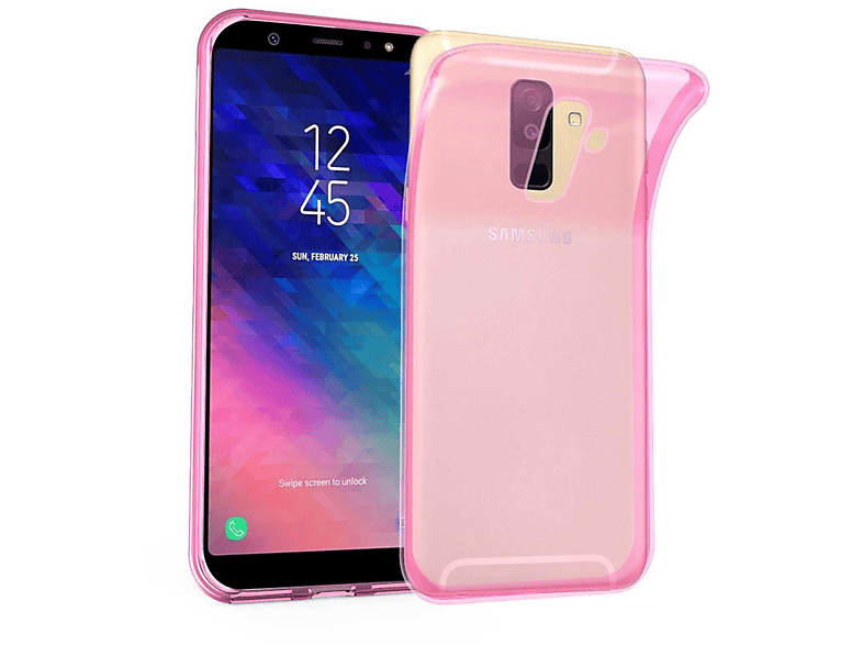 CADORABO TPU Ultra AIR Slim PINK Backcover, TRANSPARENT PLUS Galaxy Samsung, 2018, Schutzhülle, A6
