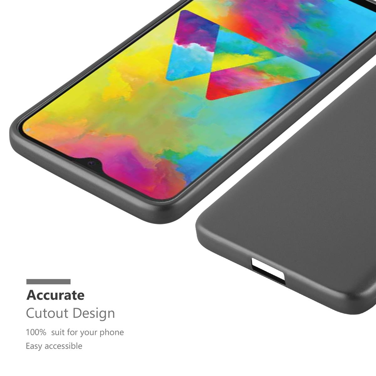 Primer plano de un teléfono y su funda. La pantalla del teléfono es visible, con gráficos coloridos.