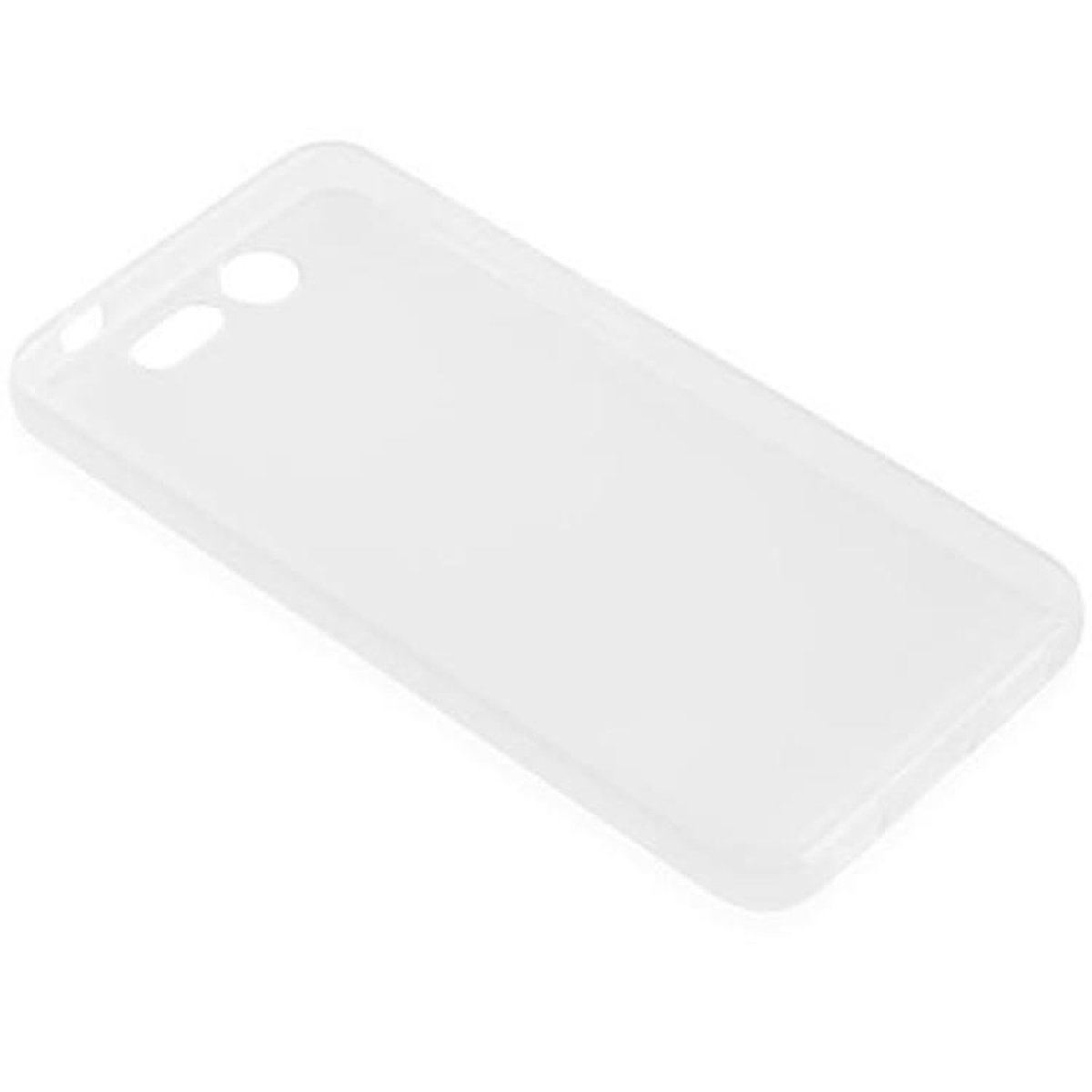 Einfache, transparente Handyhülle, Draufsicht, leer.