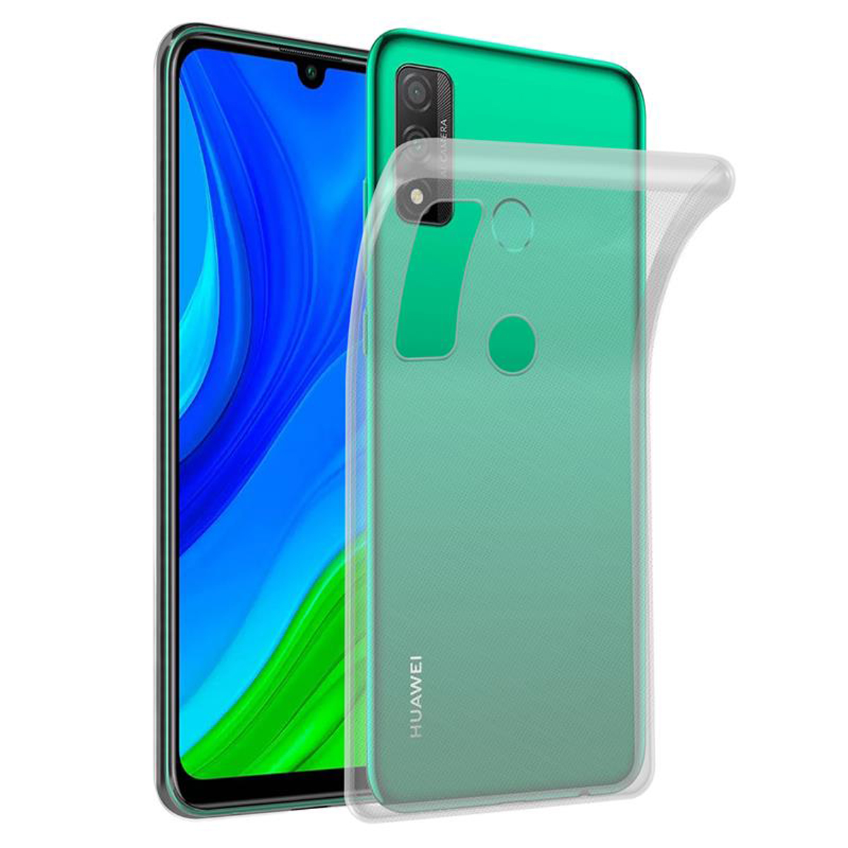 Grünes Telefon mit grüner Hülle. Das Telefon befindet sich auf einem blauen Bildschirm. Der Hintergrund ist weiß.