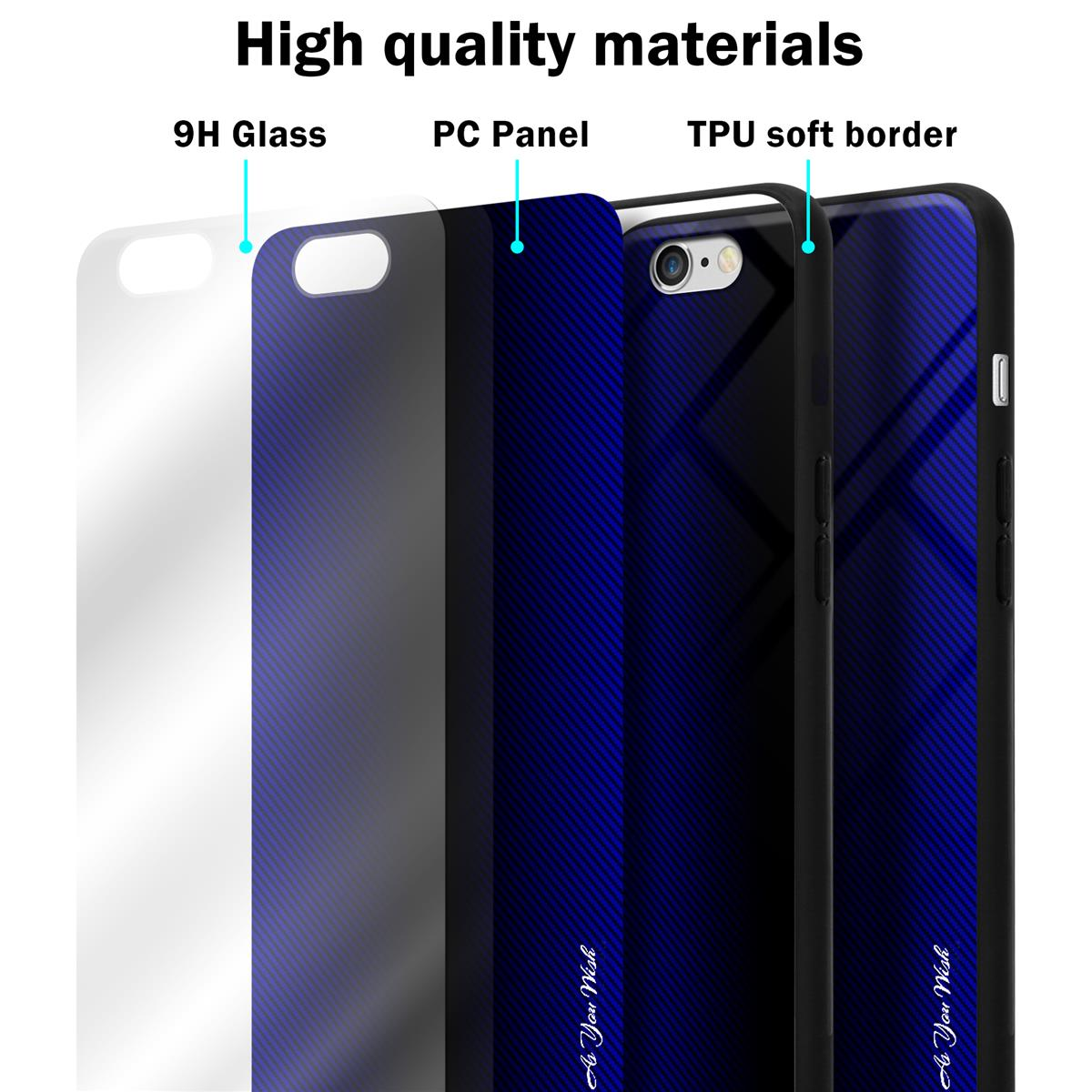 Backcover, COBALT Gestreiftes 6S, Hülle, iPhone 6 LILA / Glas Apple, CADORABO TPU