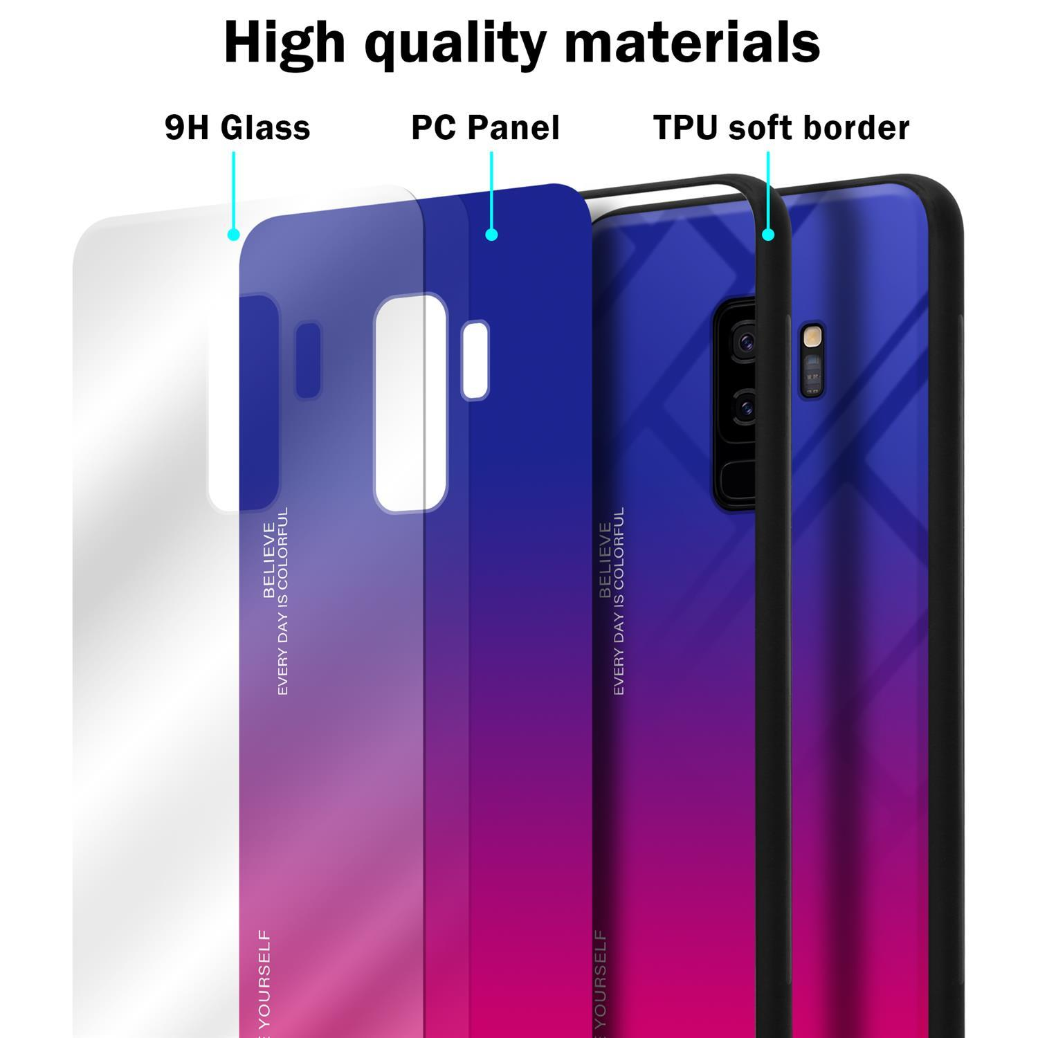 CADORABO Hülle aus TPU - Backcover, S9 Galaxy PLUS, Glas, 2 Farben ROT LILA Samsung, Silikon