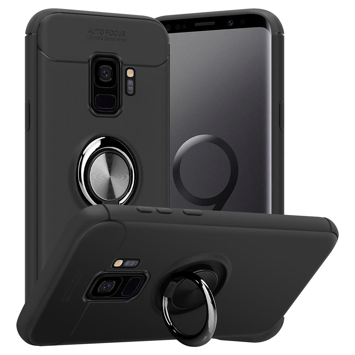 CADORABO TPU Auto Galaxy S9, - Backcover, GRAU SCHWARZ Samsung, Fokus Schutzhülle