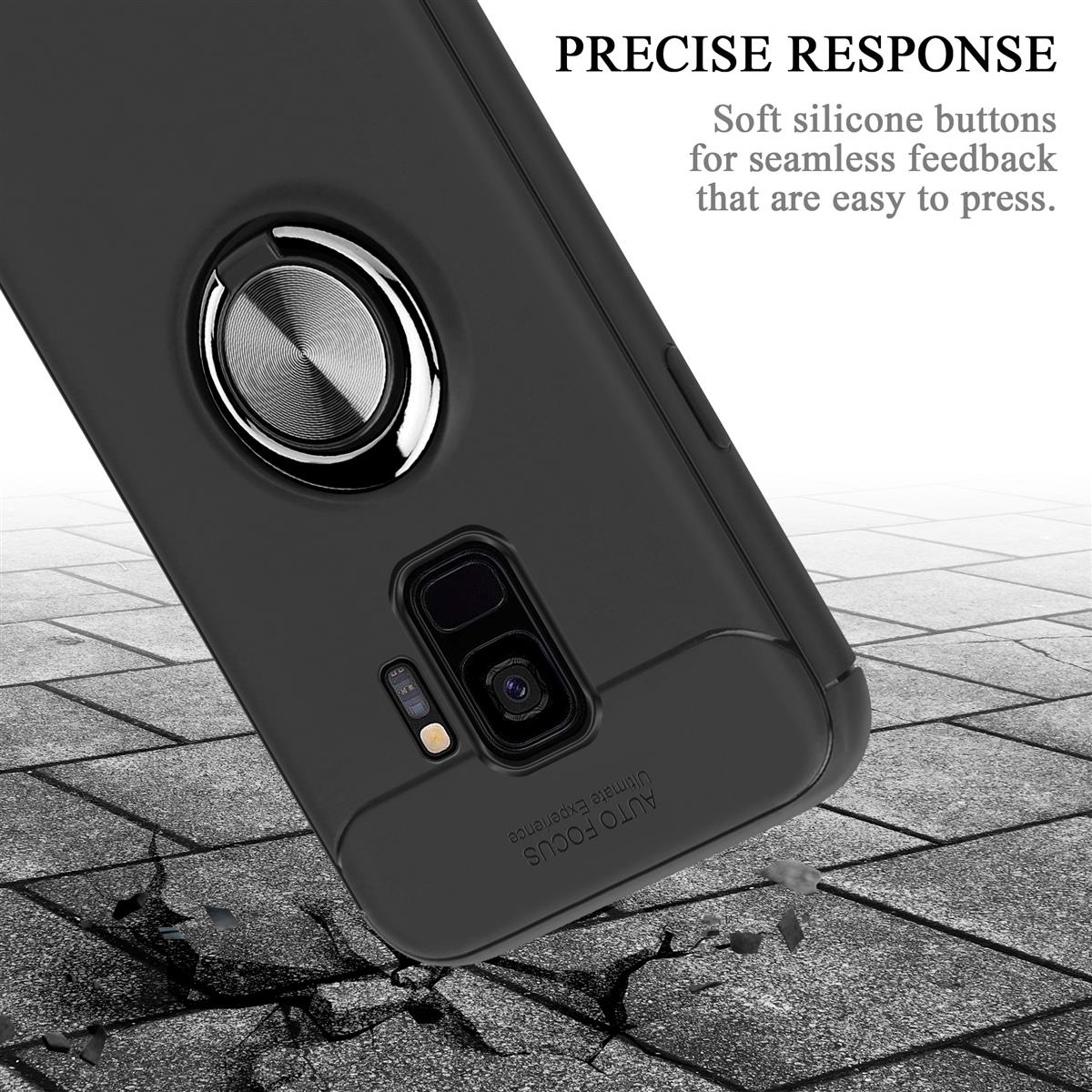 CADORABO TPU Auto Galaxy S9, - Backcover, GRAU SCHWARZ Samsung, Fokus Schutzhülle