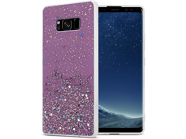 Lila Backcover, Glitter, mit Samsung, mit Galaxy funkelnden Schutzhülle PLUS, Glitter S8 CADORABO