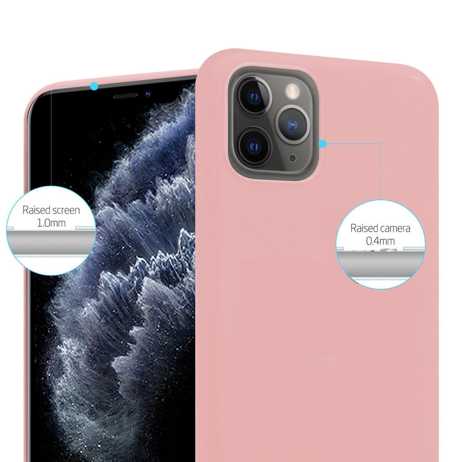Nahaufnahme einer pinken Handyhülle auf einem Telefon. Zeigt erhöhten Bildschirm- und Kameraschutz.