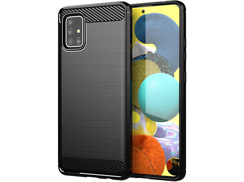 CADORABO TPU Ultra Slim Carbon Hülle, Backcover, Samsung, Galaxy A51 4G / M40s, BRUSHED SCHWARZ