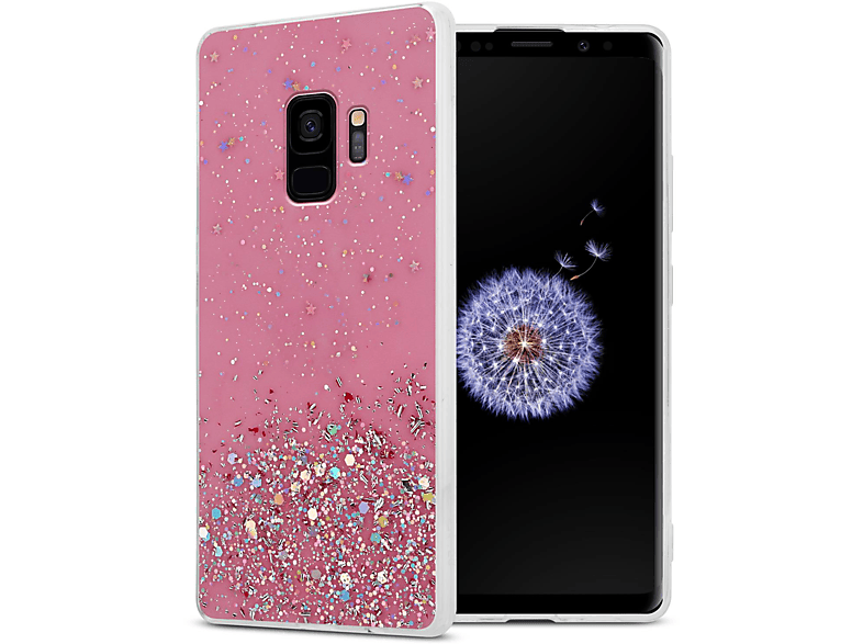 Backcover, Glitter, mit Rosa funkelnden CADORABO Schutzhülle S9, Glitter Galaxy Samsung, mit