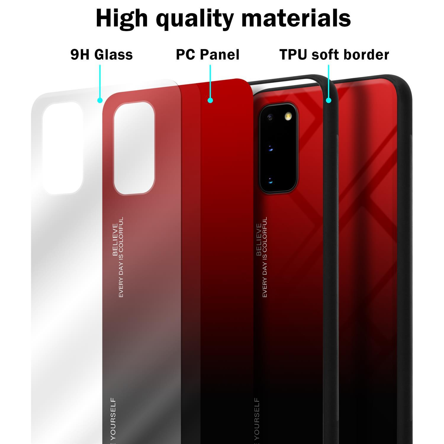 CADORABO Hülle aus TPU ROT S20, Samsung, 2 Galaxy Glas, Backcover, - Silikon Farben SCHWARZ