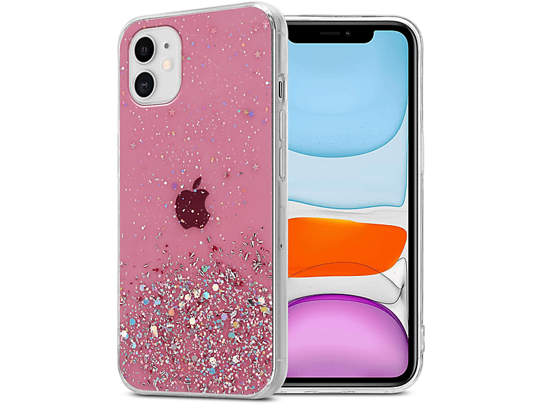 mit Rosa iPhone CADORABO Hülle Glitter Silikon mit Apple, Bumper, TPU funkelndem PRO, Glitzer, 11