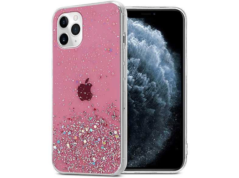 CADORABO Schutzhülle iPhone mit Apple, funkelnden Glitter, mit Glitter Rosa Backcover, 11