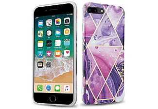 carcasa de móvil  - Funda flexible para móvil - Carcasa de TPU Silicona ultrafina CADORABO, Apple, iPhone 8 PLUS / 7 PLUS / 7S PLUS, mármol ola púrpura no.14