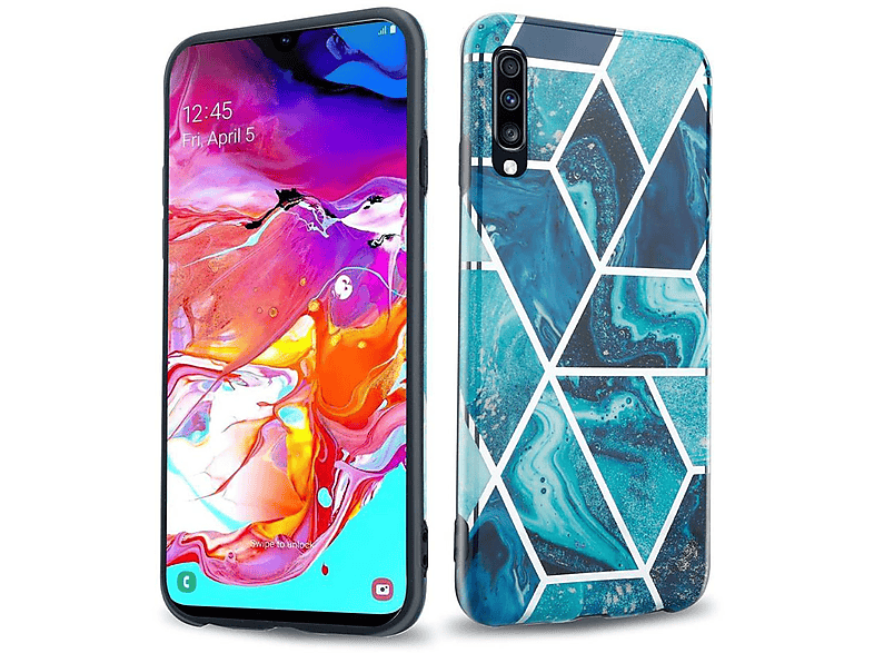 Marmor Galaxy Blaue IMD Welle CADORABO Backcover, 13 Hülle A70 No. Bunter Samsung, Marmor, / A70s, TPU