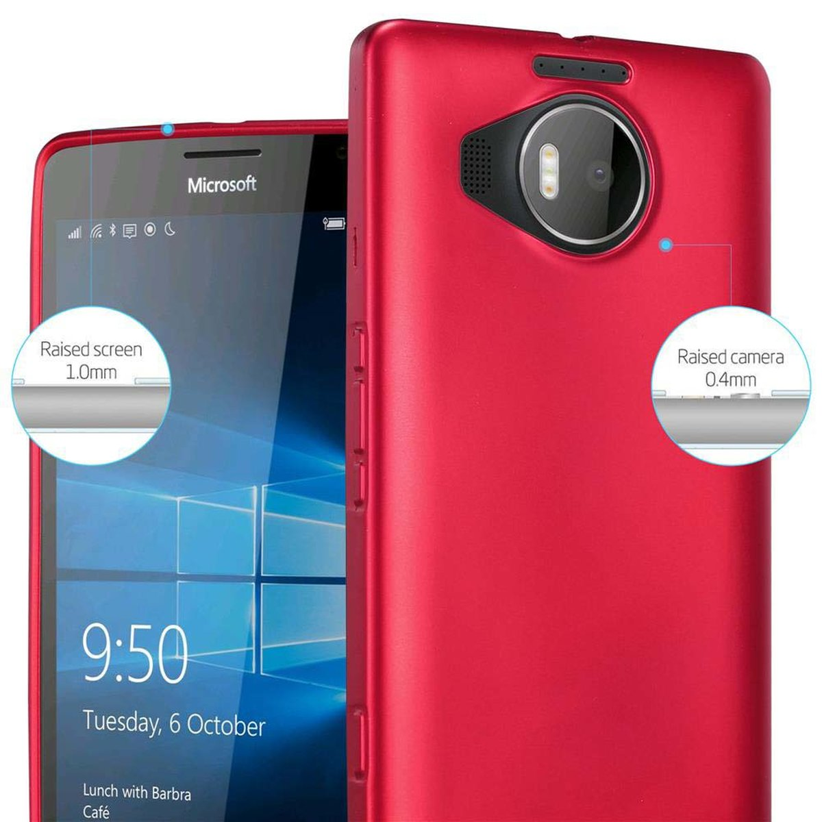 Nokia, CADORABO ROT Matt Metallic Hülle, XL, Backcover, METALLIC Lumia 950 TPU