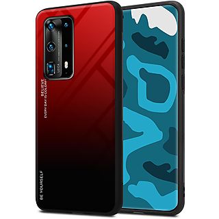 CADORABO Hülle aus TPU Silikon 2 Farben Glas, Backcover, Huawei, P40 PRO / P40 PRO+, ROT - SCHWARZ