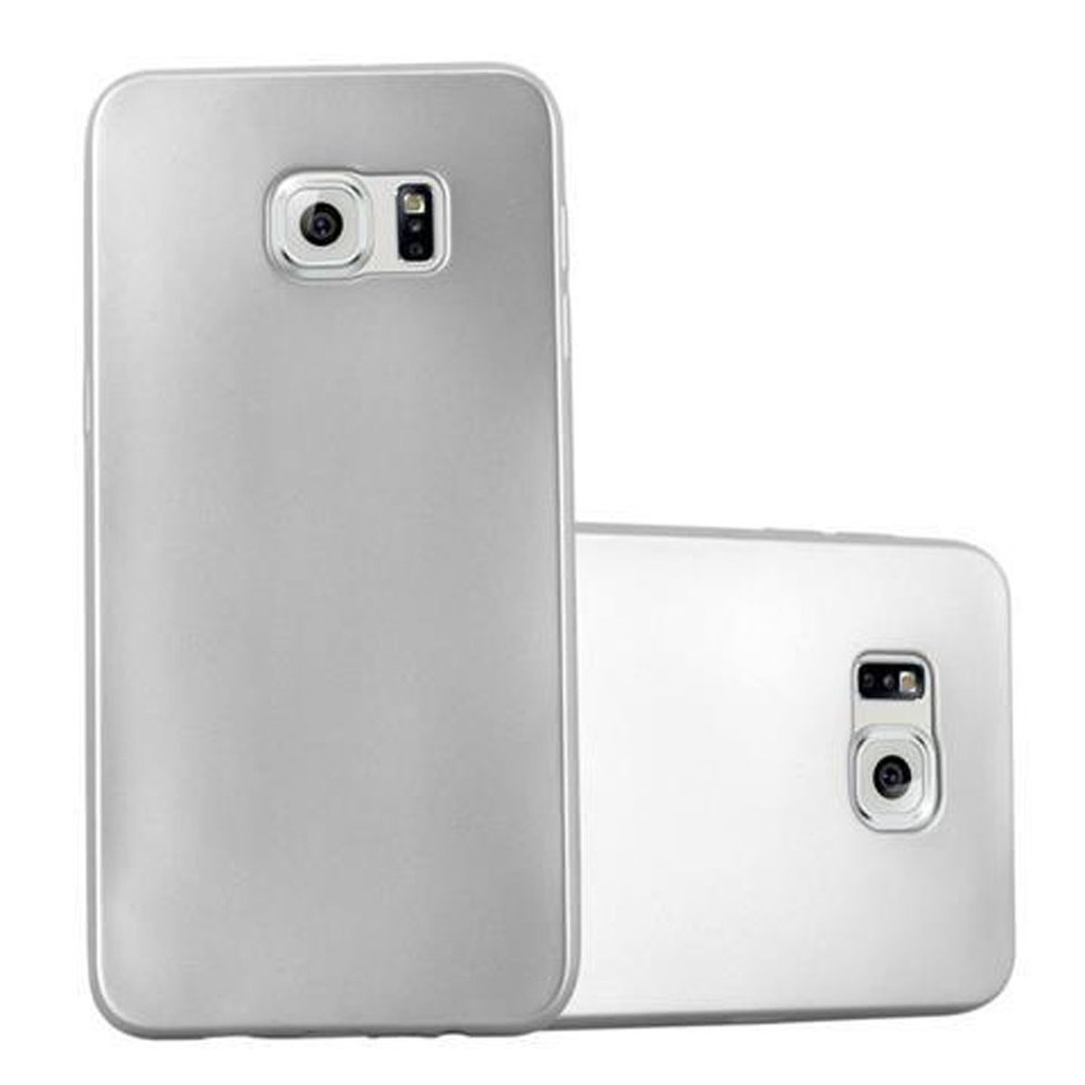 CADORABO TPU Galaxy Backcover, Matt METALLIC Samsung, SILBER PLUS, S6 EDGE Metallic Hülle