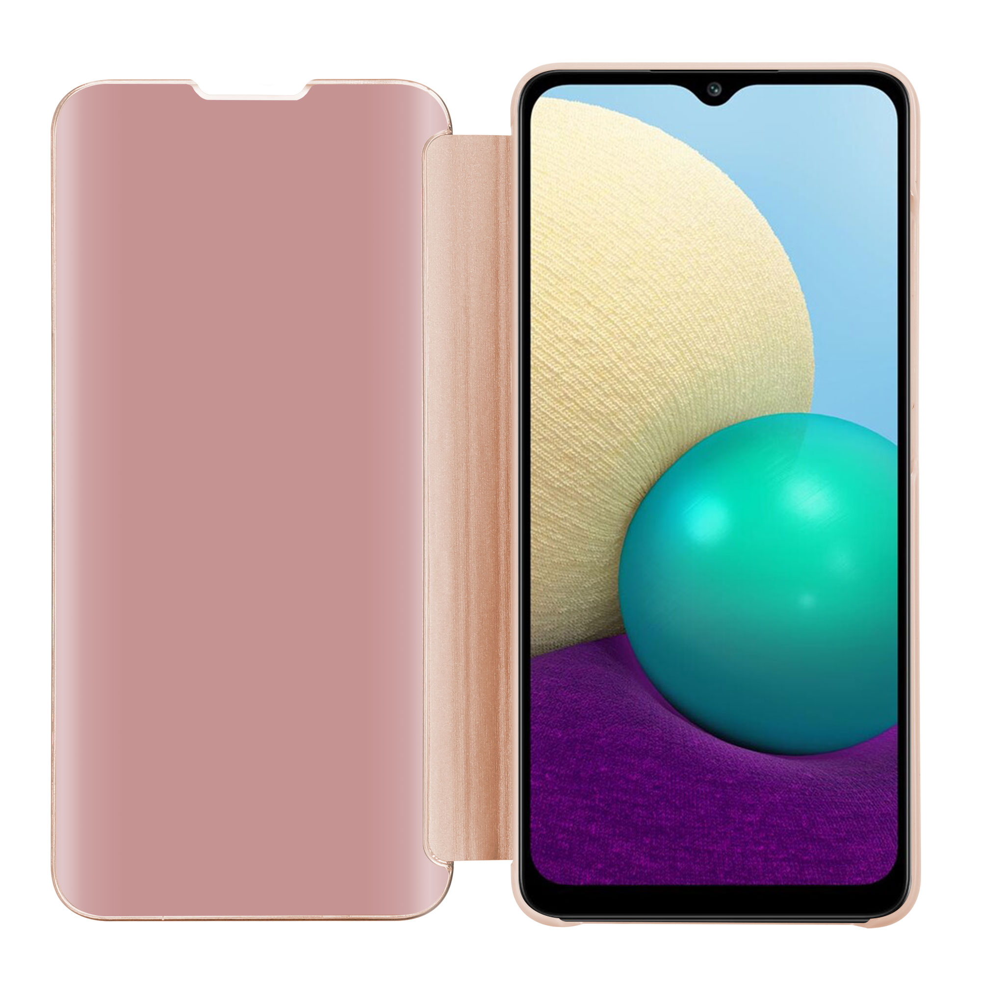 Eine Smartphone-Hülle mit einem Deckel, der teilweise geöffnet ist. Das Telefon ist im Inneren der Hülle sichtbar.
