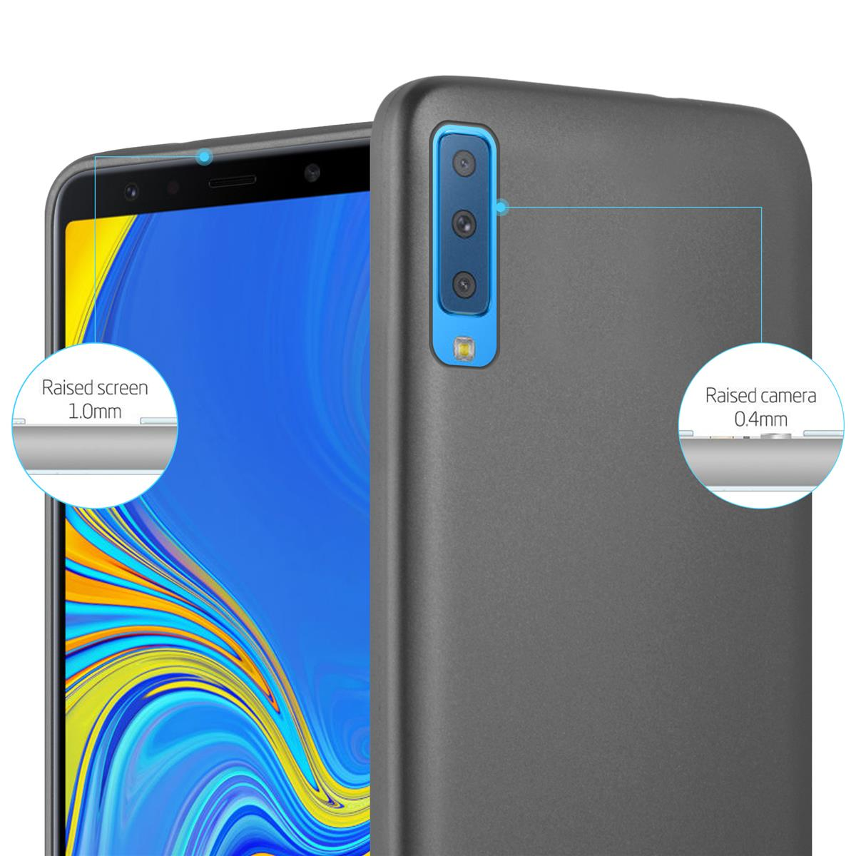 Backcover, Metallic Hülle, CADORABO TPU Galaxy Matt A7 GRAU Samsung, METALLIC 2018,