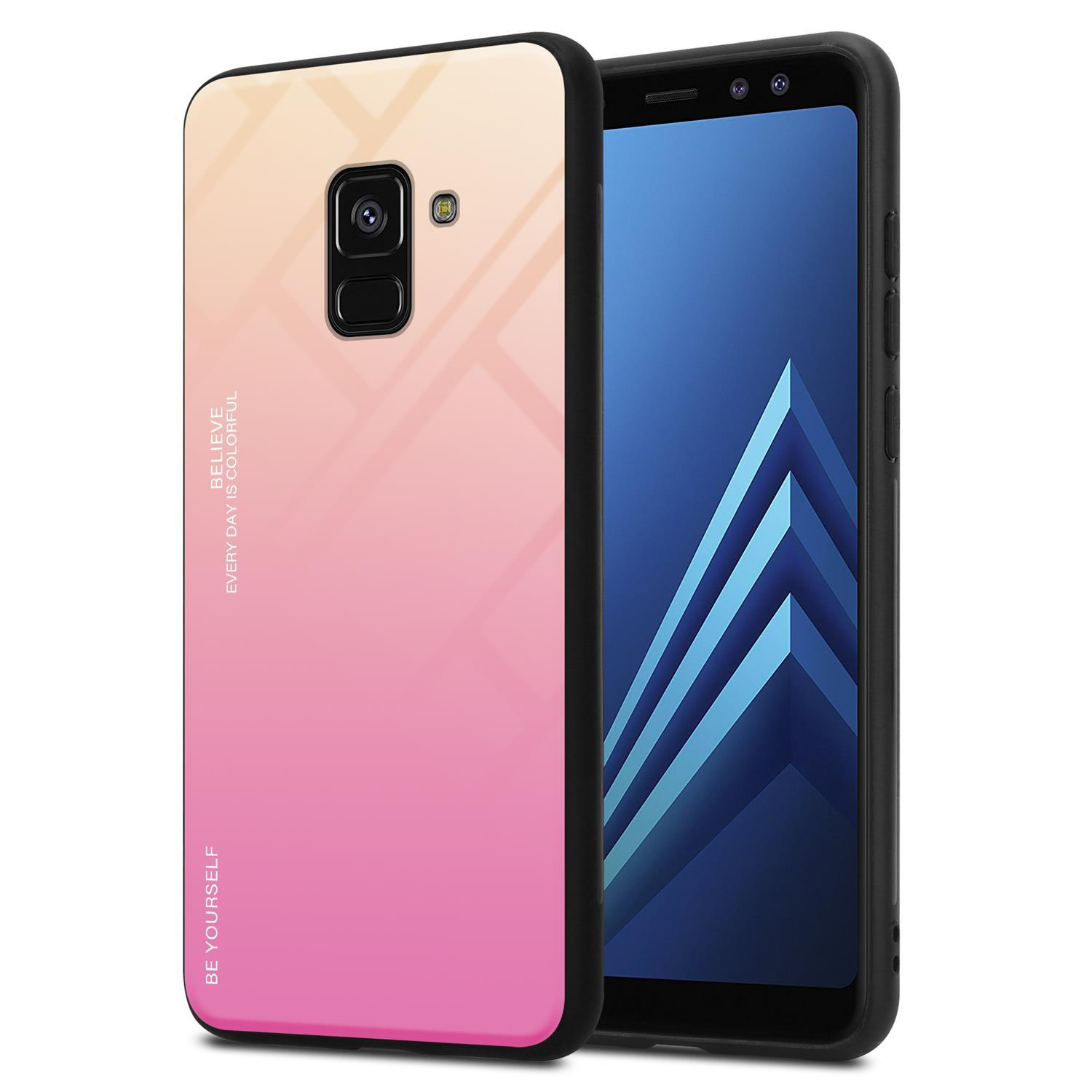 Hülle Galaxy A8 Backcover, aus GELB ROSA Silikon Samsung, TPU - CADORABO 2018, 2 Glas, Farben