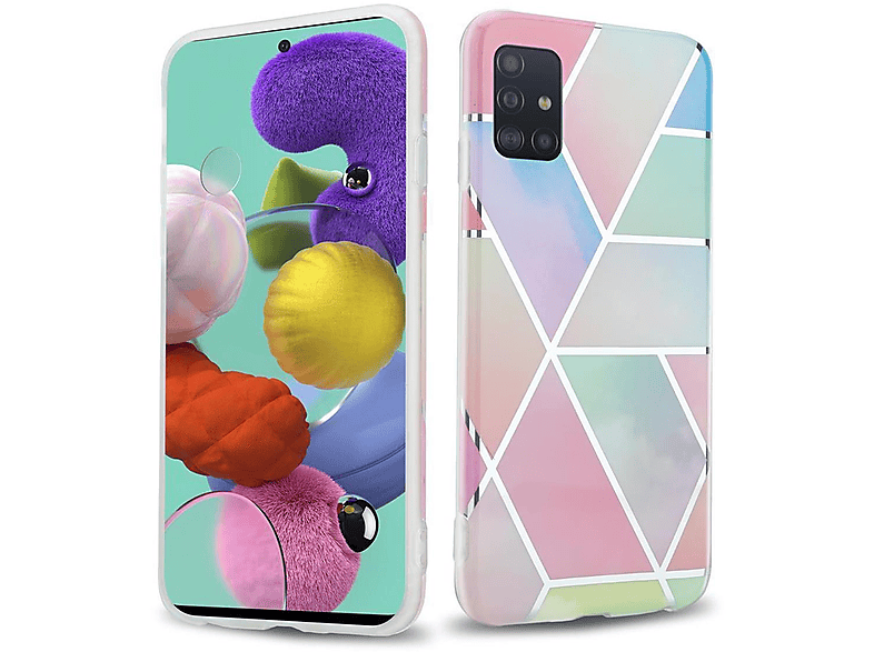 CADORABO Hülle IMD TPU Bunter Marmor, Backcover, Samsung, Galaxy A51 5G, Regenbogen Marmor No. 11