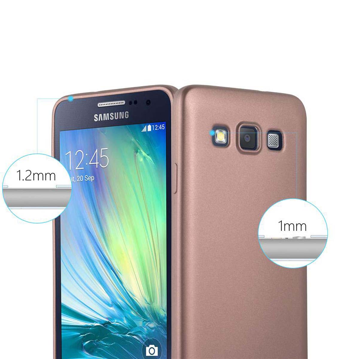 2015, Matt METALLIC Galaxy TPU ROSÉ Backcover, Samsung, A3 Hülle, GOLD CADORABO Metallic