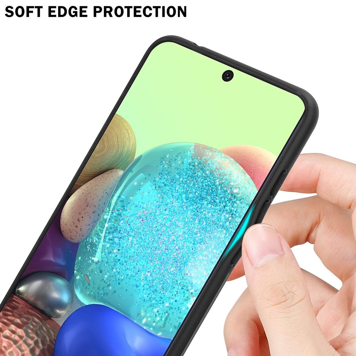 Samsung, Glas, 2 Backcover, Hülle TPU Silikon A71 aus 5G, Galaxy CADORABO ROT - Farben LILA