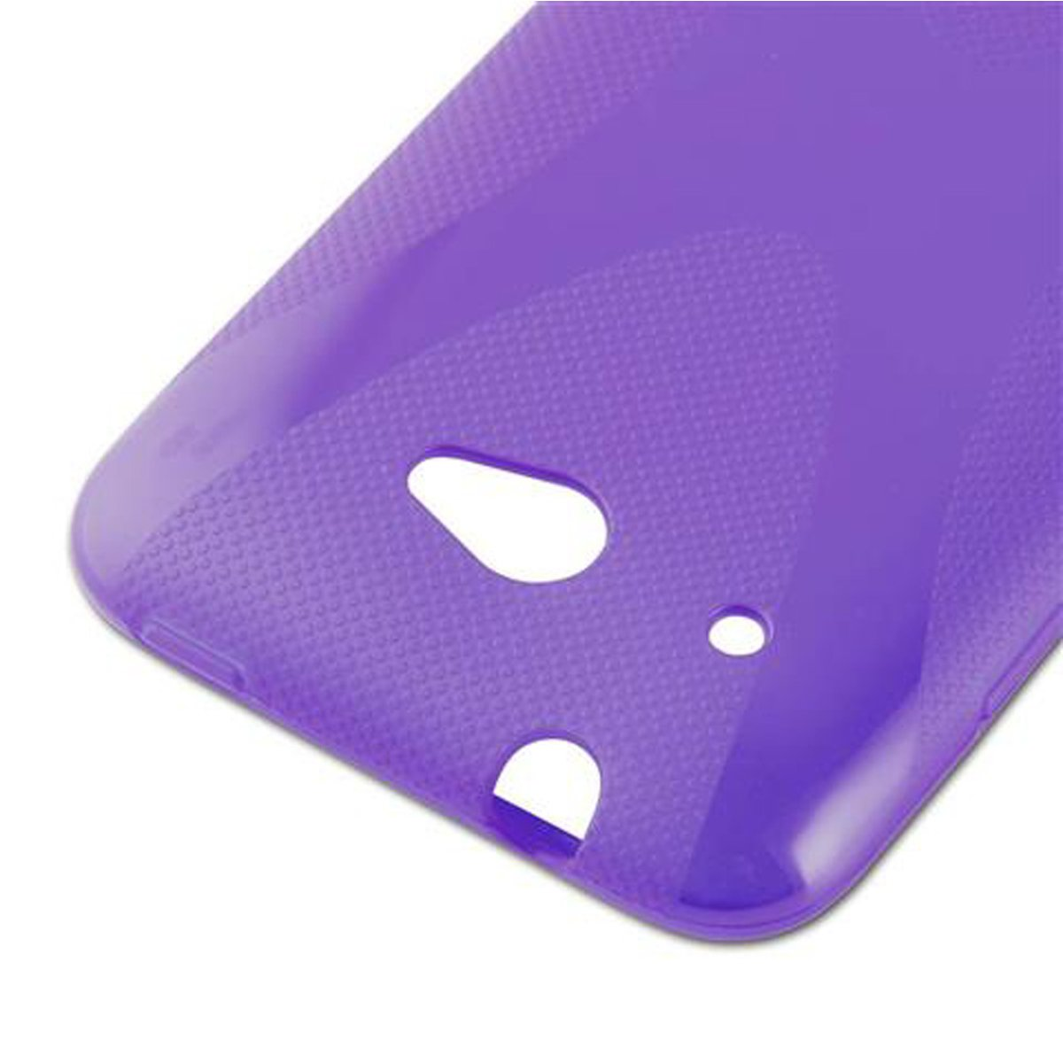 Custodia viola per telefono. Sfondo bianco.