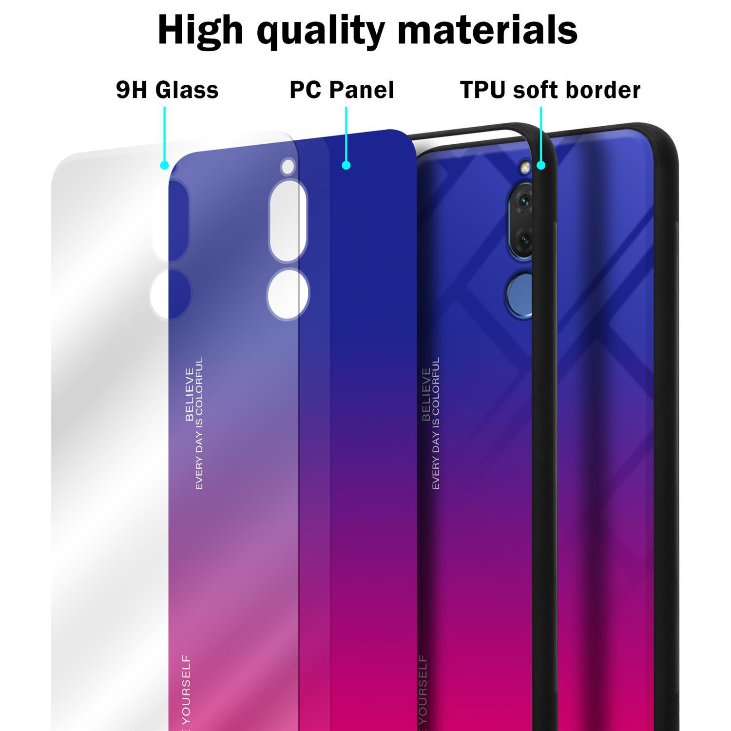Glas, TPU - Backcover, 2 aus LITE, Silikon LILA Hülle Huawei, 10 MATE ROT Farben CADORABO