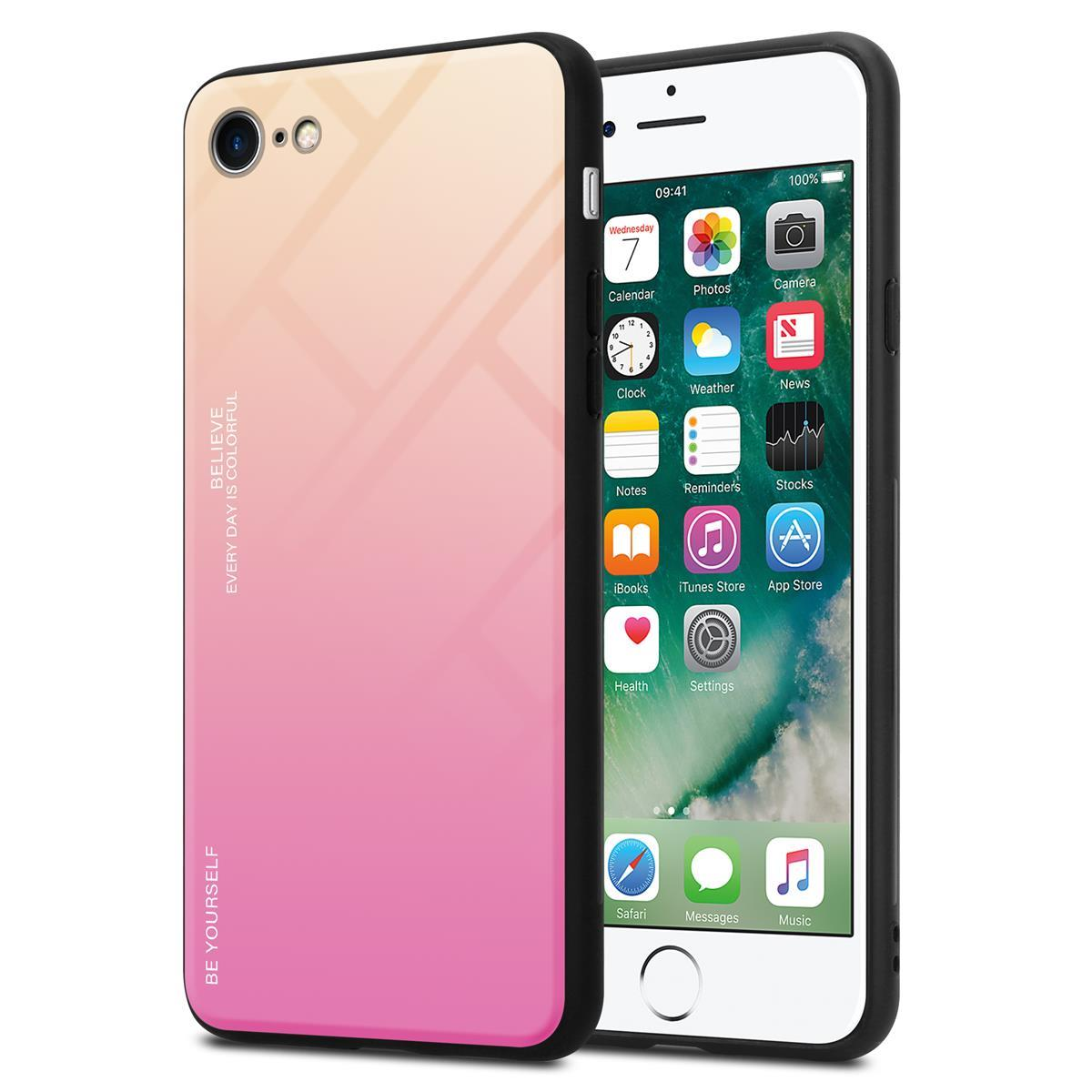 SE Hülle GELB ROSA Backcover, Farben 2020, Silikon / aus / TPU 7S 8 7 2 iPhone CADORABO Glas, - / Apple,