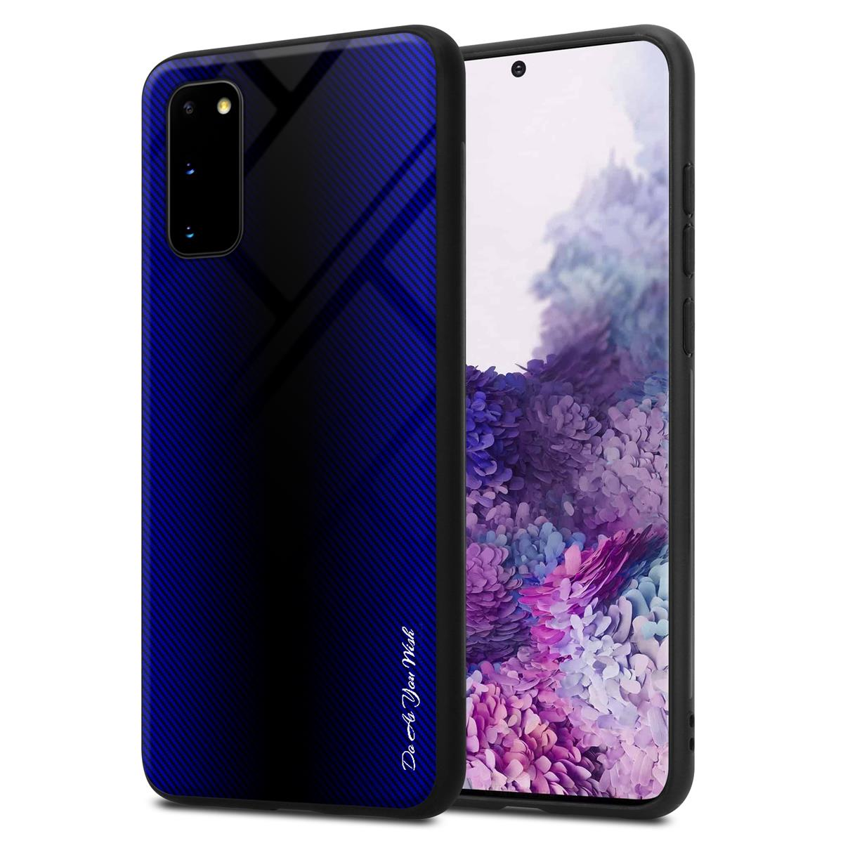 Ein Telefon mit Hülle. Die Hülle hat einen blau-schwarzen Farbverlauf. Text: Tu, wie du willst.
