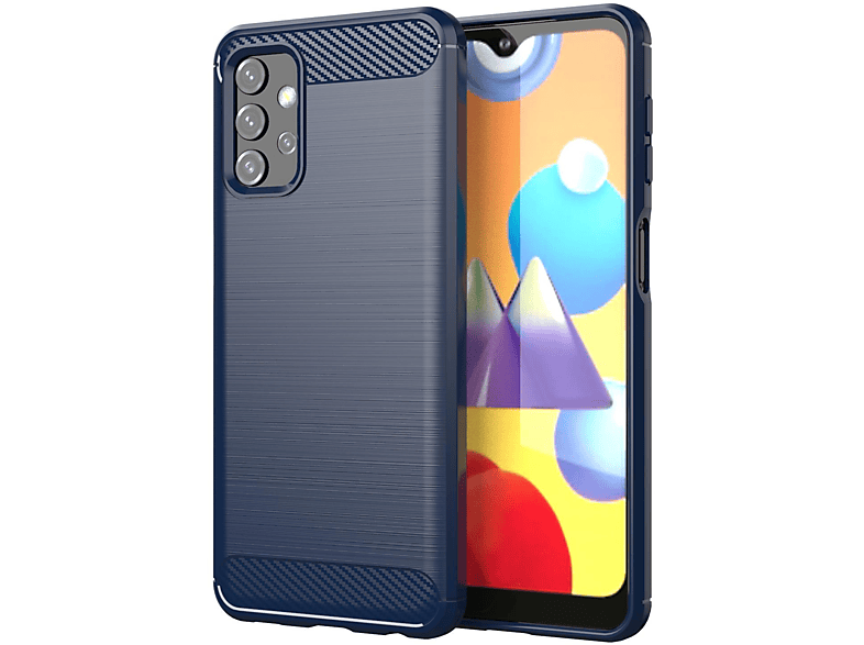 CADORABO TPU Ultra Slim 5G, BRUSHED Carbon Galaxy A32 BLAU Backcover, Samsung, Hülle