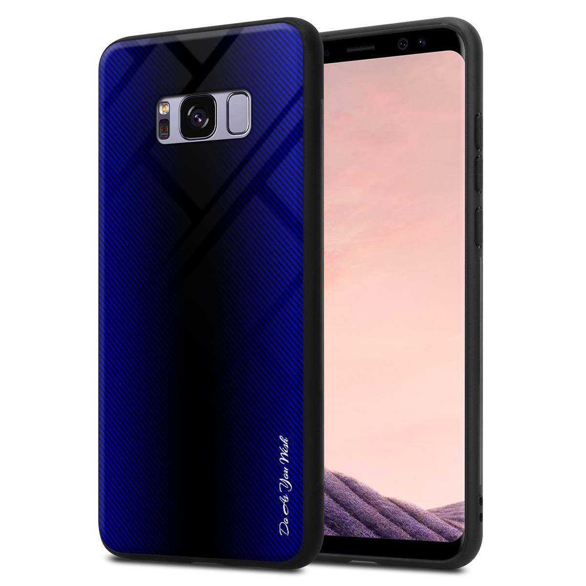 CADORABO TPU Gestreiftes Glas Galaxy S8 PLUS, Backcover, COBALT LILA Hülle, Samsung