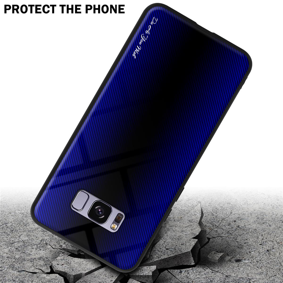 CADORABO LILA PLUS, TPU COBALT Backcover, Samsung, Galaxy Hülle, Glas Gestreiftes S8