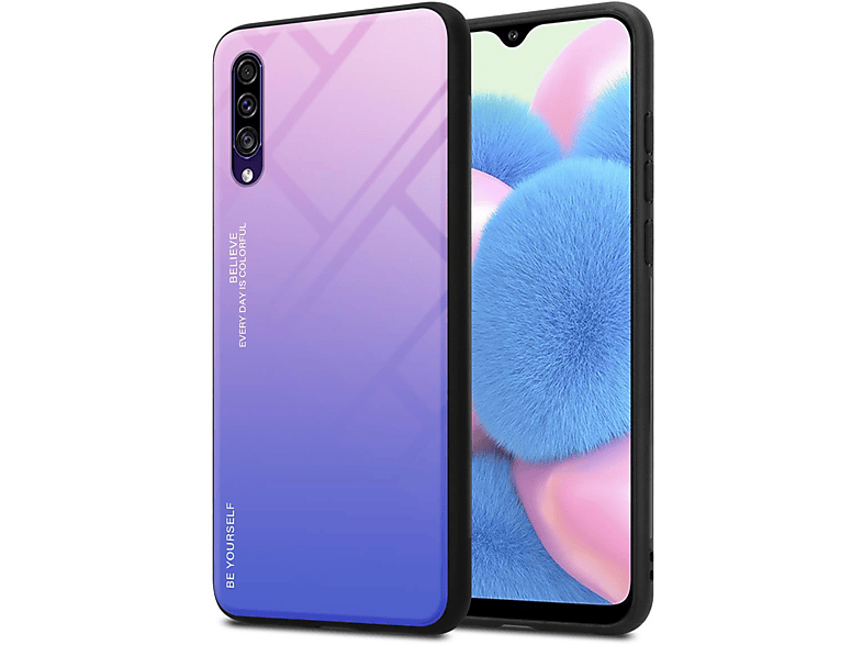 CADORABO Hülle aus TPU Silikon 2 Farben Glas, Backcover, Samsung, Galaxy A50 4G / A50s / A30s, PINK - BLAU