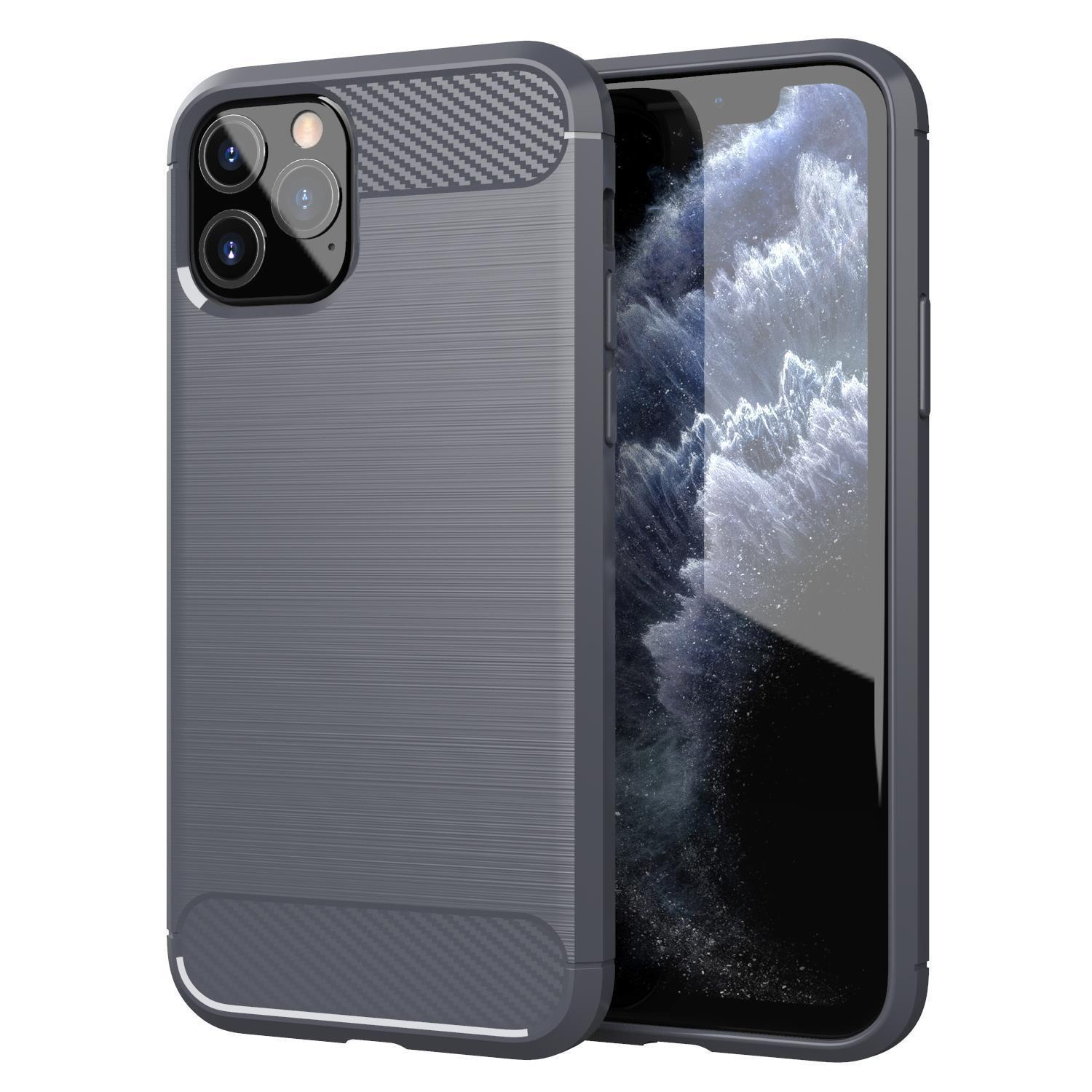 CADORABO TPU Apple, PRO, BRUSHED Carbon 11 Backcover, iPhone Slim Hülle, Ultra GRAU