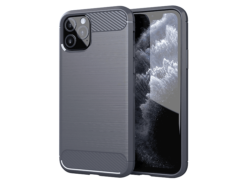 CADORABO Custodia In Silicone TPU Flessibile In Look Acciaio Inossidabile Fibra Di Carbonio Cover Per Iphone 11 Pro Max Brusched Grigio 86238649
